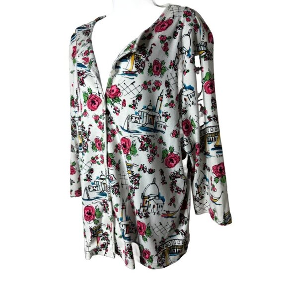 Karen Scott Sport Sz 1X Roses in Venice Print Button-up Cardigan(1358) - Picture 2 of 5